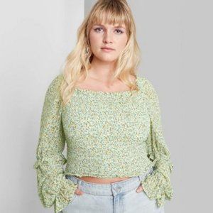 Square Neck Smocked Crop Top